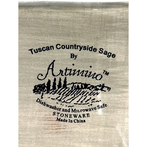 Artimino Tuscan Countryside Sage Stoneware Square 2 Plates Set - Picture 5 of 8